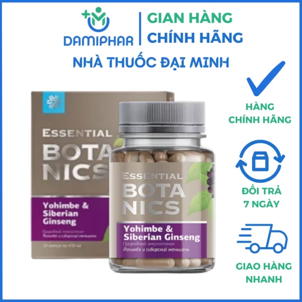 Essential Botanics Yohimbe & Siberian Ginseng Lọ 30 Viên - Hỗ Trợ Tăng Cường Sinh Lý, Tăng Cường Sức Khỏe