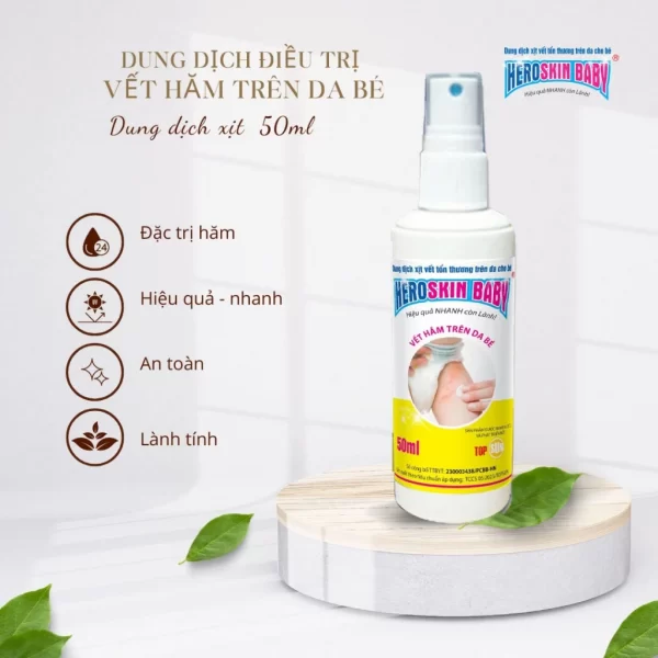 Dung Dịch Xịt HEROSKIN BABY HĂM Lọ 50ml - Giảm Hăm, Rôm Sảy, Mẩn Ngứa Cho Trẻ - Hình ảnh 2