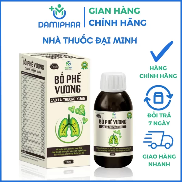 Siro Ho BỔ PHẾ VƯƠNG Cao Lá Thường Xuân Mật Ong Tỏi Đen Hẹ Quất Tinh Dầu Thông Đỏ Lọ 100ml