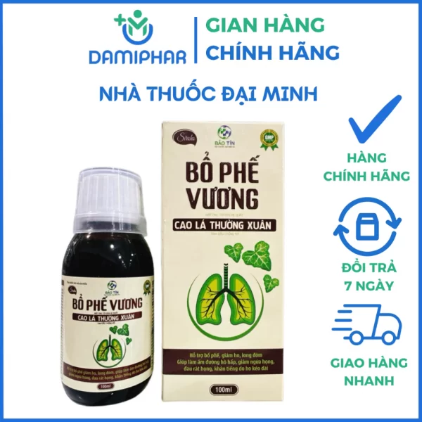 Siro Ho BỔ PHẾ VƯƠNG Cao Lá Thường Xuân Mật Ong Tỏi Đen Hẹ Quất Tinh Dầu Thông Đỏ Lọ 100ml - Hình ảnh 2