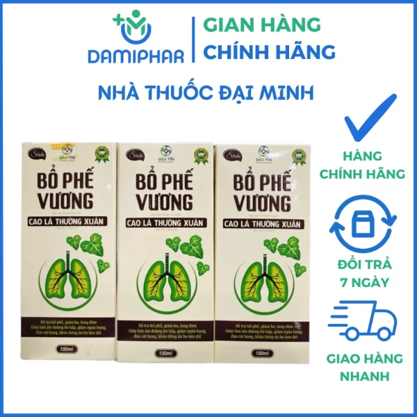 Siro Ho BỔ PHẾ VƯƠNG Cao Lá Thường Xuân Mật Ong Tỏi Đen Hẹ Quất Tinh Dầu Thông Đỏ Lọ 100ml - Hình ảnh 3