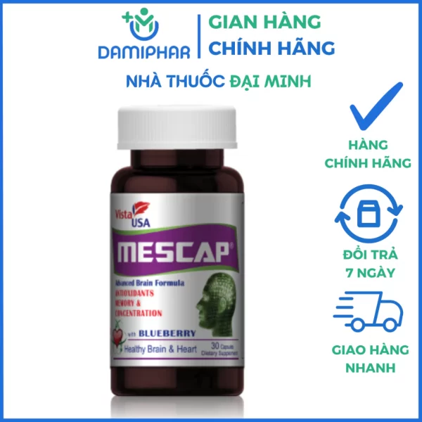 Viên Uống Mescap Lọ 30 Viên - Phòng Ngừa Đột Quỵ, Giảm Đau Đầu, Hoa Mắt, Chóng Mặt - Hình ảnh 2