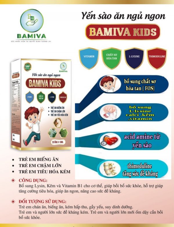 YẾN SÀO ĂN NGỦ NGON BAMIVA KIDS - Hộp 20 ống x 10ml - Hình ảnh 3