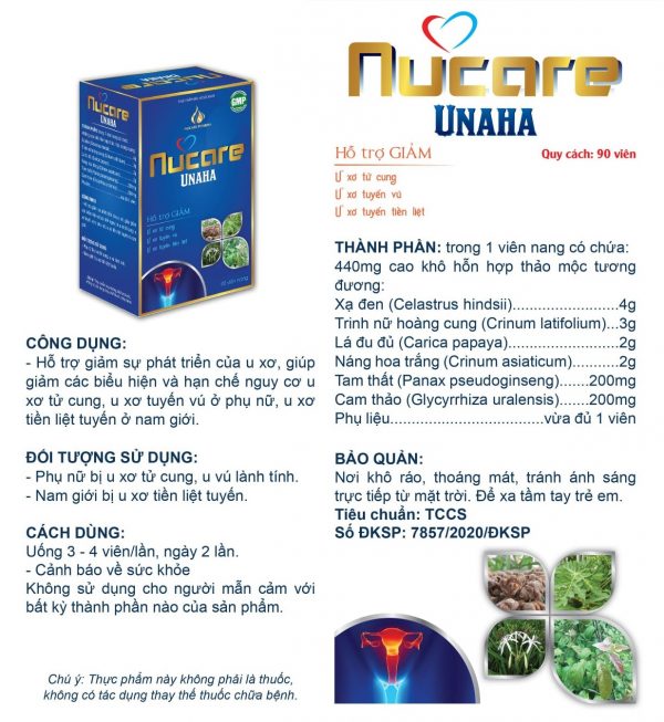 NUCARE UNAHA - HỖ TRỢ GIẢM U XƠ CỔ TỬ CUNG, U XƠ TUYẾN VÚ - 90 viên/hộp - Hình ảnh 7