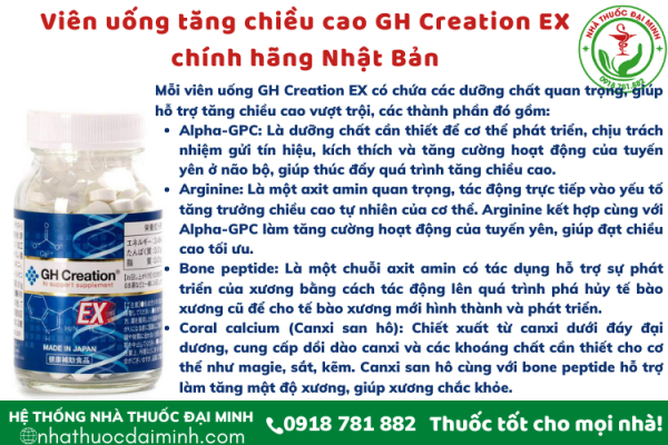 GH CREATION EX - VIÊN UỐNG HỖ TRỢ TĂNG CHIỀU CAO CỦA NHẬT - Hình ảnh 3