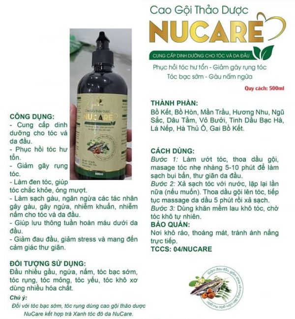 CAO GỘI THẢO DƯỢC NUCARE - CUNG CẤP DƯỠNG CHẤT CHO TÓC VÀ DA ĐẦU - Lọ 500ml - Hình ảnh 3