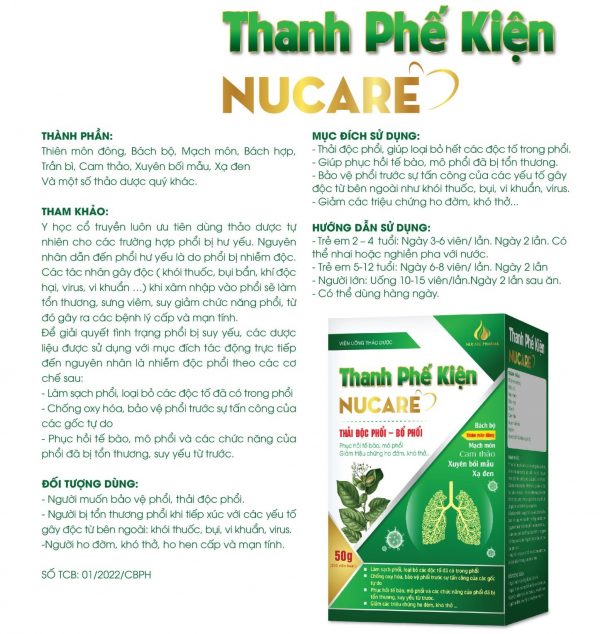 Thanh Phế Kiện Nucare Lọ 50g - Thải Độc Phổi, Bổ Phổi - Hình ảnh 5