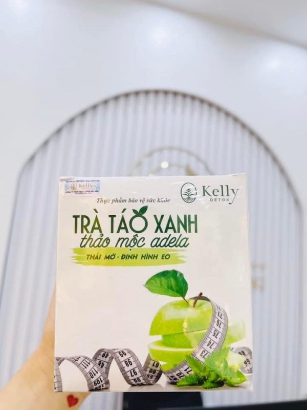 Trà Táo Xanh Giảm Cân Kelly Detox Hộp 12 Gói – Thảo Mộc ADELA, Thải Mỡ, Định Hình Eo -