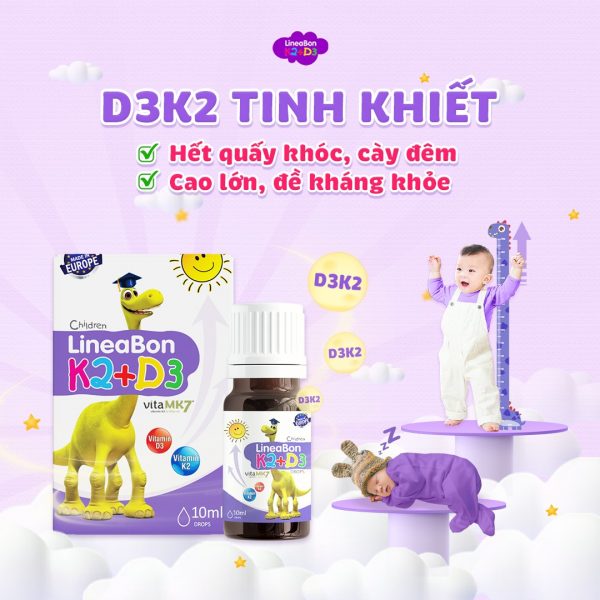 Lineabon K2+D3 - Hỗ trợ phát triển chiều cao, giúp chống còi xương - Hộp 1 lọ x 10ml - Hình ảnh 2