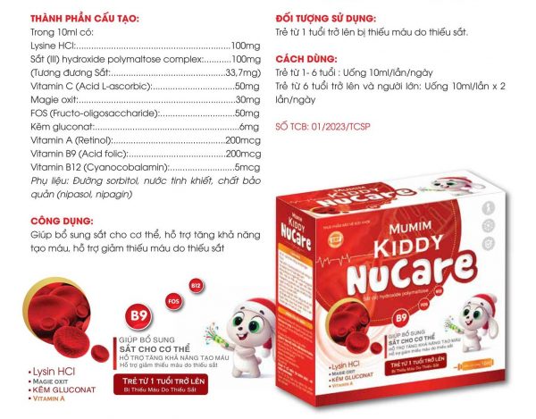 Sắt Nước Mumim Kiddy Nucare Hộp 20 Ống - Bổ Sung Sắt Cho Trẻ - Hình ảnh 2