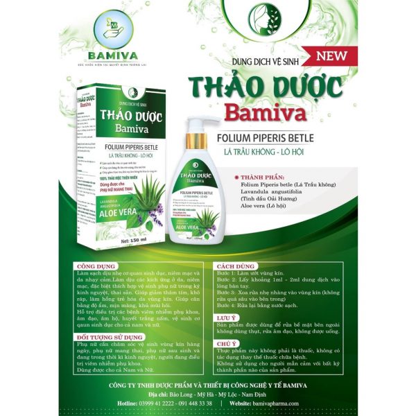 Dung Dịch Vệ Sinh Thảo Dược Bamiva Trầu Không Lô Hội 150ml - Hình ảnh 4