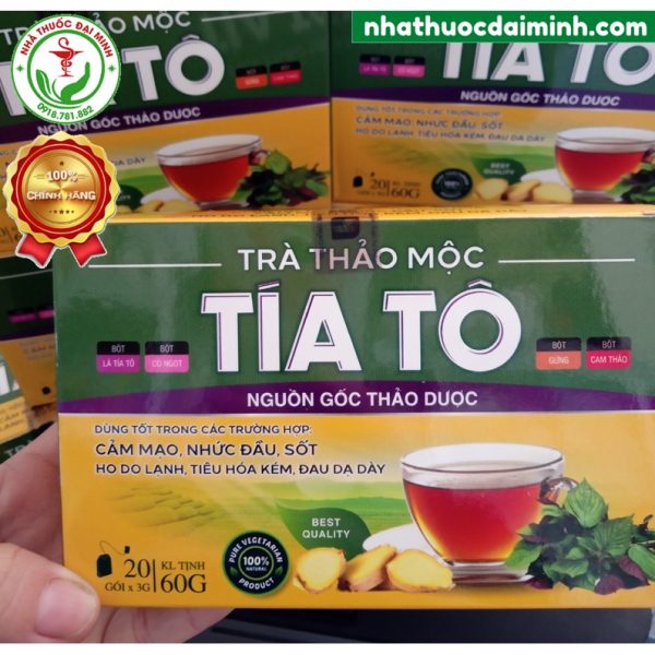 Trà Thảo Mộc Tía Tô - Giải Cảm, Sốt, Ho, Giúp Đẹp Da - Hình ảnh 2