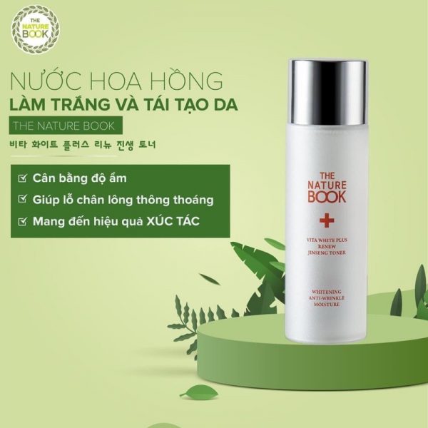 Nước hoa hồng dưỡng trắng hồng và tái tạo da Vita White Plus Renew Jinseng Toner - Hình ảnh 2