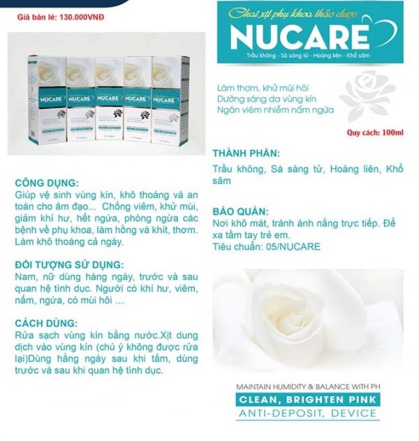 XỊT PHỤ KHOA THẢO DƯỢC NUCARE - Lọ 100ml - Hình ảnh 3