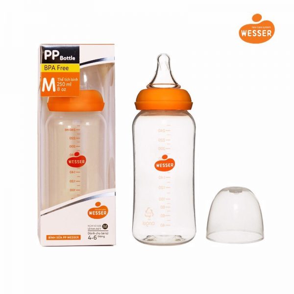 BÌNH SỮA PP WESSER CỔ HẸP 250ML