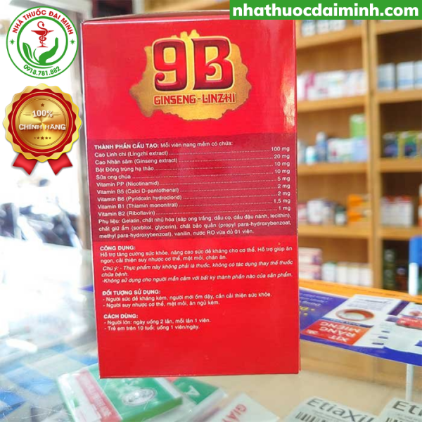 9B Ginseng Linzhi Vinaphar 100 Viên – Viên Uống Nhân Sâm Tăng Cường Sức Khỏe - Hình ảnh 2