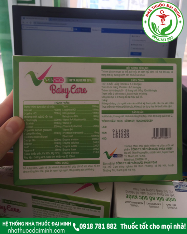 BABY CARE VIMEC - Hộp 20 ống x 10ml - Hình ảnh 2