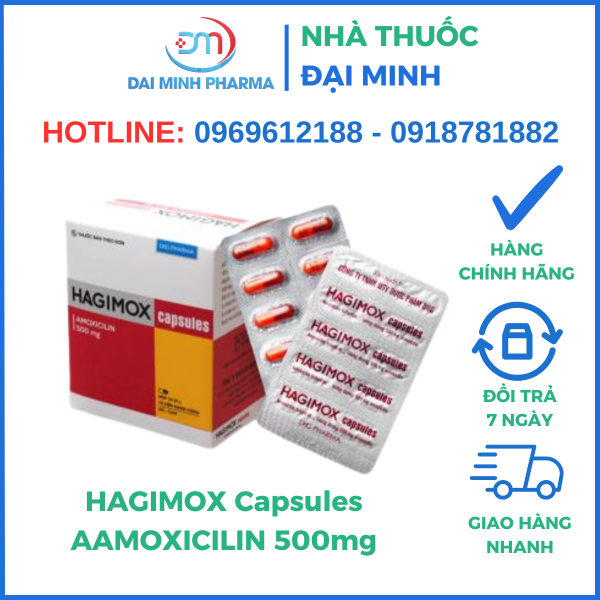 Thuốc Kháng Sinh Hagimox Capsules Amoxicilin 500mg