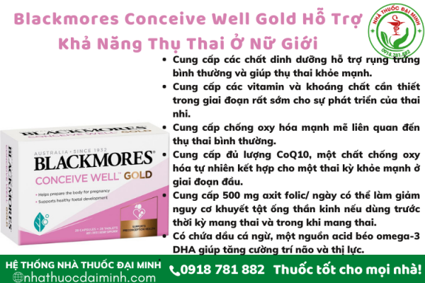 Viên uống Blackmores Conceive Well Gold 56 Viên của Úc - Tăng khả năng thụ thai - Hình ảnh 2