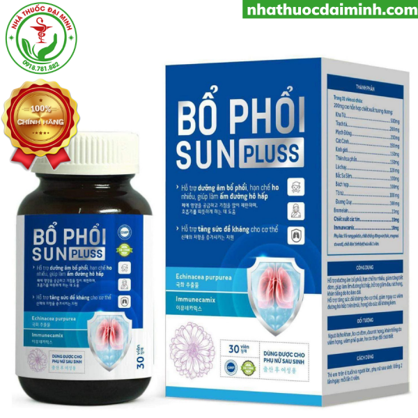 Bổ Phổi Sun Pluss Lọ 30 Viên - Dưỡng Âm Bổ Phổi, Giảm Ho, Ấm Đường Hô Hấp -