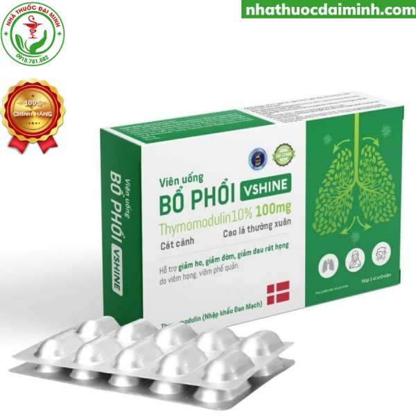 Bổ Phổi VShine Thymomodulin Hộp 30 Viên - Bổ Phổi, Giảm Ho, Tăng Sức Đề Kháng - Hình ảnh 3