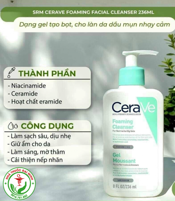 Sữa rửa mặt tạo bọt Cerave Foaming Facial Cleanser - Hình ảnh 2