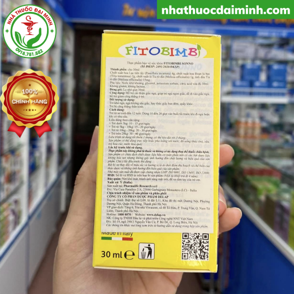 Siro Fitobimbi Sonno Lọ 30ml - Siro Gấu Ngủ Ngoan Nhập Khẩu Italy - - Hình ảnh 4