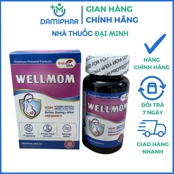 VIÊN UỐNG BỔ BẦU VISTA WELLMOM - Lọ 30 viên nang