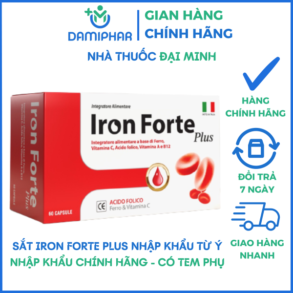 Sắt Hữu Cơ Iron Forte Plus Integratore Alimentare Hộp 60 Viên