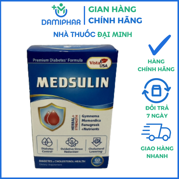 MEDSULIN VISTA USA LỌ 60 VIÊN - HỖ TRỢ ỔN ĐỊNH ĐƯỜNG HUYẾT - Lọ 60 viên - Hình ảnh 2