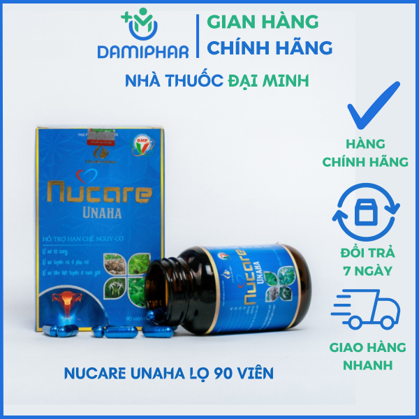 NUCARE UNAHA - HỖ TRỢ GIẢM U XƠ CỔ TỬ CUNG, U XƠ TUYẾN VÚ - 90 viên/hộp