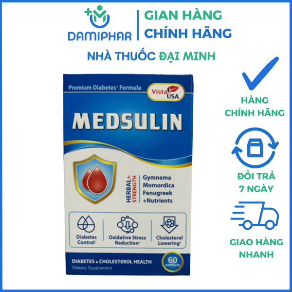 MEDSULIN VISTA USA LỌ 60 VIÊN - HỖ TRỢ ỔN ĐỊNH ĐƯỜNG HUYẾT - Lọ 60 viên