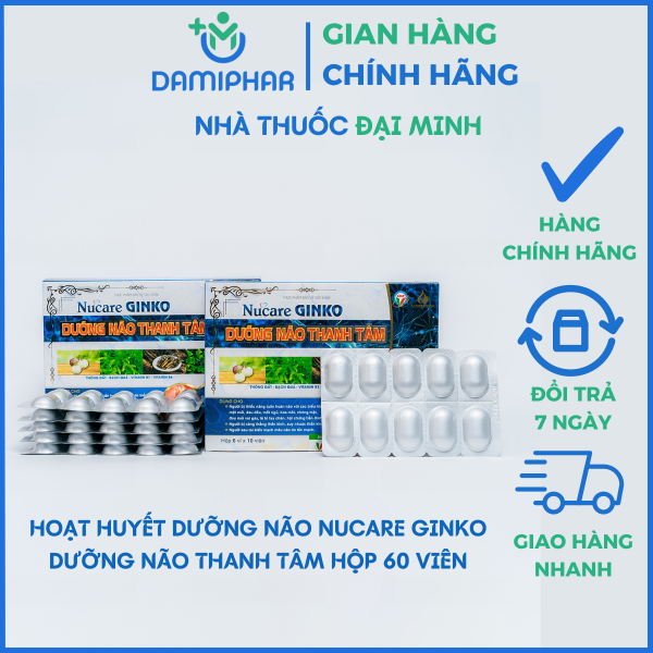 NUCARE GINKO DƯỠNG NÃO THANH TÂM - Hộp 6 vỉ x 10 viên