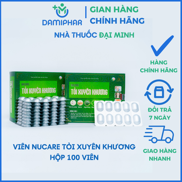 NUCARE TỎI XUYÊN KHƯƠNG HỘP 100 VIÊN - Hộp 10 vỉ x 10 viên