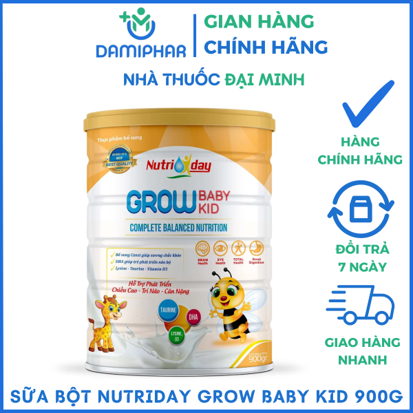 SỮA BỘT NUTRIDAY GROW BABY KID - HỖ TRỢ PHÁT TRIỂN CHIỀU CAO, TRÍ NÃO, CÂN NẶNG