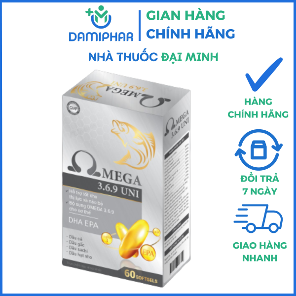 Dầu Cá Omega 369 Uni Hộp 60 Viên - Tăng Cường Thị Lực Và Não Bộ