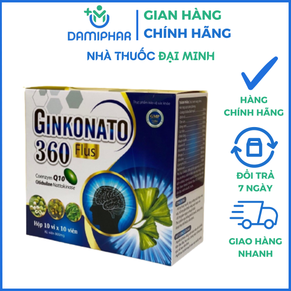 Hoạt Huyết Dưỡng Não GinkoNato 360 FLus - Giảm Đau Đầu, Chóng Mặt, Hoa Mắt, Mất Ngủ