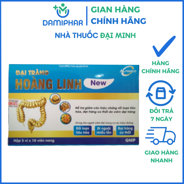 ĐẠI TRÀNG HOÀNG LINH - HỖ TRỢ GIẢM TRIỆU CHỨNG VIÊM ĐẠI TRÀNG CẤP VÀ MÃN TÍNH - Hộp 3 vỉ x 10 viên nang