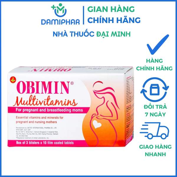 Obimin Multivitamins Hộp 30 Viên - Bổ Sung Vitamin, Khoáng Chất Cho Phụ Nữ Mang Thai -