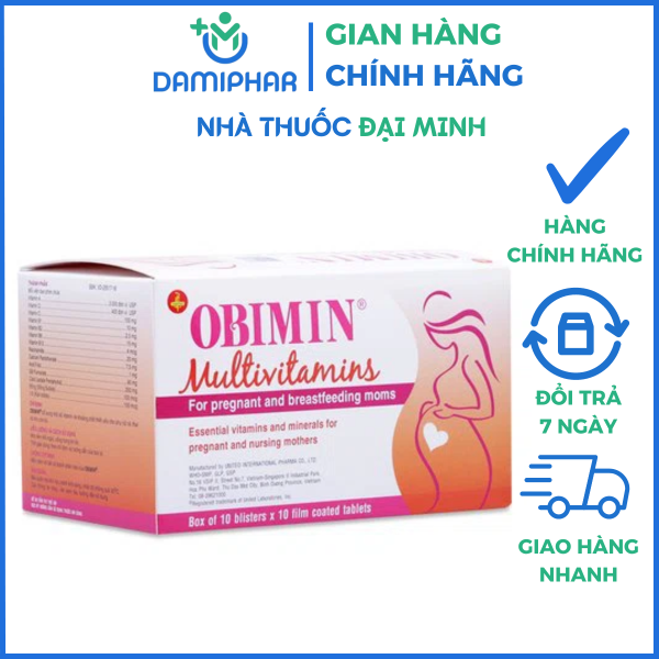 Obimin Multivitamins Hộp 100 Viên - Bổ Sung Vitamin, Khoáng Chất Cho Phụ Nữ Mang Thai -