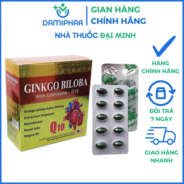 Viên Bổ Não GINKGO BILOBA With Coenzym Q10 Hộp 100 Viên -