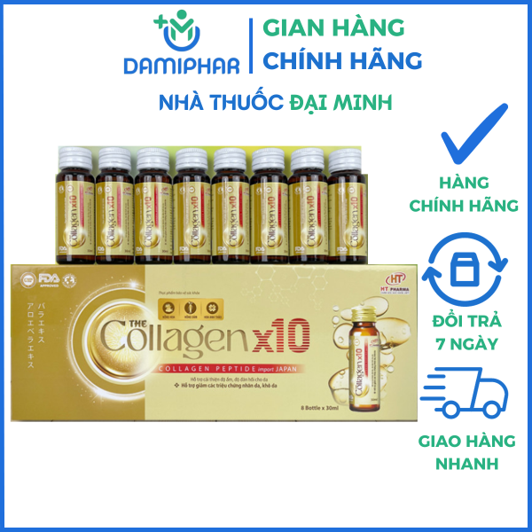 Collagen Nước The Collagen X10 Hộp 8 Lọ - Dưỡng Da, Tăng Đàn Hồi Cho Da