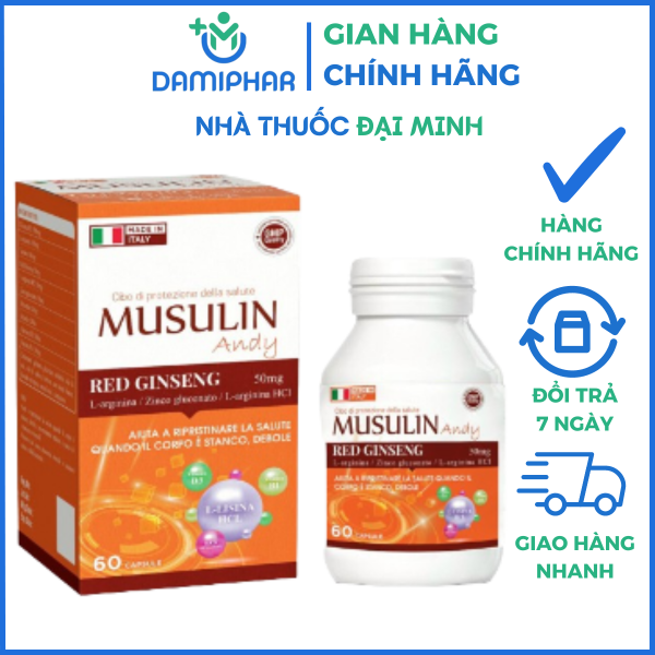 Viên Uống Musulin Andy Red Ginseng Lọ 60 Viên - Vitamin Tổng Hợp Giúp Phục Hồi Sức Khỏe