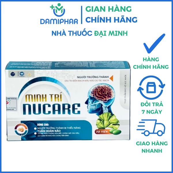 Minh Trí Nucare Lọ 30 Viên - Tăng Cường Trí Nhớ, Giảm Đau Đầu, Hoa Mắt, Chóng Mặt