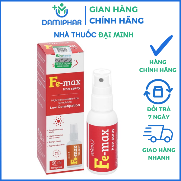 Xịt Fe-max Iron Spray Lọ 50ml - Bổ Sung Sắt, Hỗ Trợ Giảm Thiếu Máu Do Thiếu Sắt