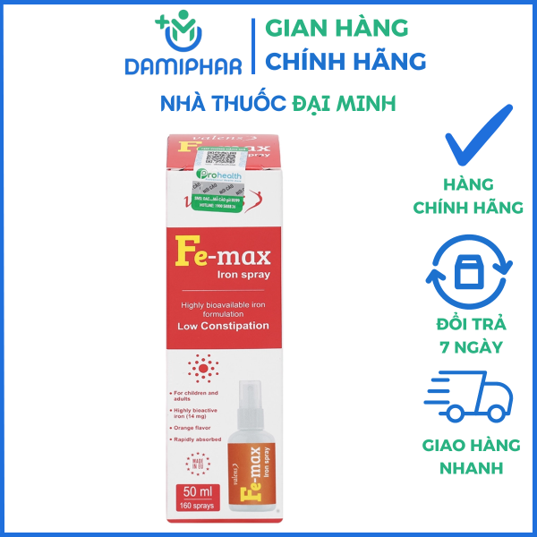 Xịt Fe-max Iron Spray Lọ 50ml - Bổ Sung Sắt, Hỗ Trợ Giảm Thiếu Máu Do Thiếu Sắt - Hình ảnh 2