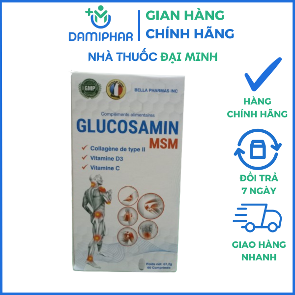 Viên Glucosamin MSM Lọ 60 Viên - Dưỡng Khớp, Phục Hồi Khớp, Giúp Khớp Dẻo Dai, Linh Hoạt