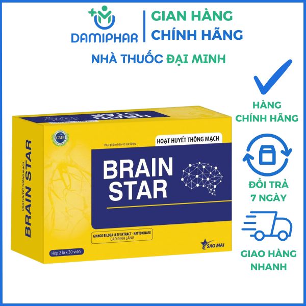 Hoạt Huyết Thông Mạch BRAIN STAR Hộp 60 Viên - Tăng Cường Tuần Hoàn Não và Hỗ Trợ Giấc Ngủ