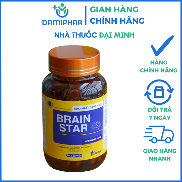 Hoạt Huyết Thông Mạch BRAIN STAR Hộp 60 Viên - Tăng Cường Tuần Hoàn Não và Hỗ Trợ Giấc Ngủ - Hình ảnh 2