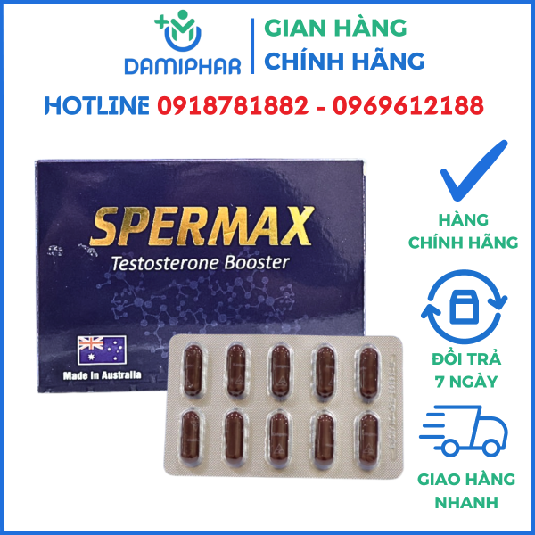 Spermax Testosterone Booster của Úc Hộp 30 Viên – Cải thiện sinh lý nam